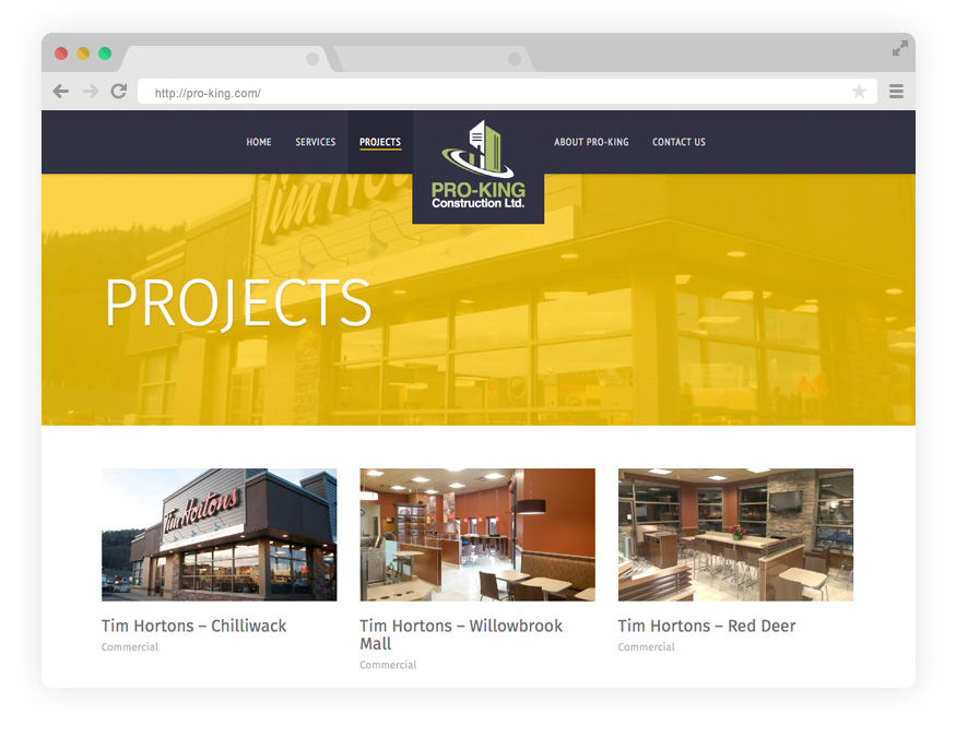 Pro-King Construction Ltd. Website by Pronk Graphics