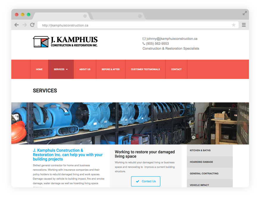 Restoration & Construction Website by Pronk Graphics